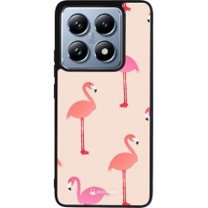 Coque Xiaomi 14T Pro - Silicone rigide noir Pink Flamingos Pattern