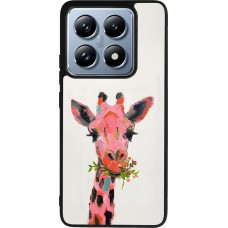Coque Xiaomi 14T Pro - Silicone rigide noir Pink Girafe Paint