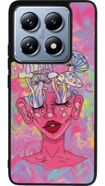 Xiaomi 14T Pro Case Hülle - Silikon schwarz Psychedelic pink mushroom