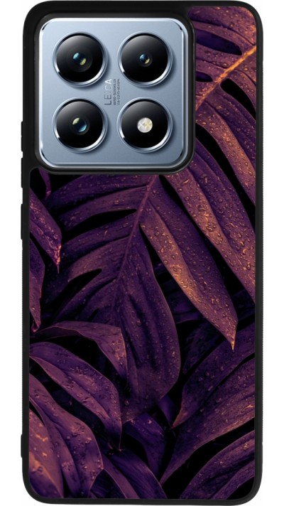Xiaomi 14T Pro Case Hülle - Silikon schwarz Purple Light Leaves
