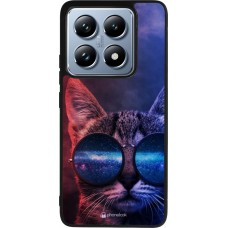 Coque Xiaomi 14T Pro - Silicone rigide noir Red Blue Cat Glasses