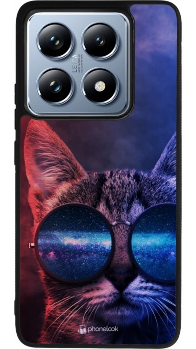 Xiaomi 14T Pro Case Hülle - Silikon schwarz Red Blue Cat Glasses