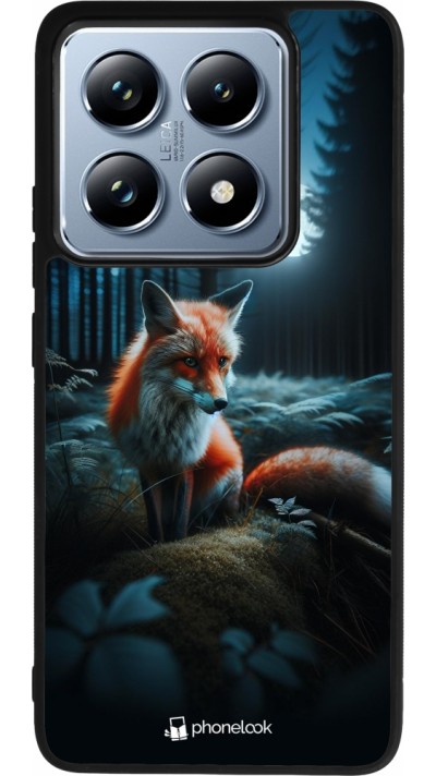 Coque Xiaomi 14T Pro - Silicone rigide noir Renard lune forêt