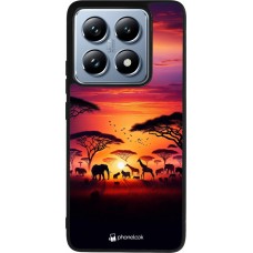 Coque Xiaomi 14T Pro - Silicone rigide noir Safari sunset wildlife