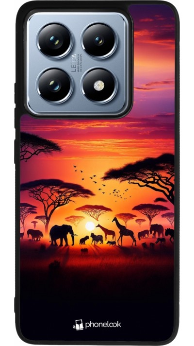 Xiaomi 14T Pro Case Hülle - Silikon schwarz Safari Sonnenuntergang Wildtiere