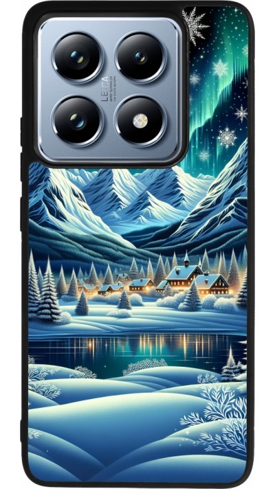 Xiaomi 14T Pro Case Hülle - Silikon schwarz Verschneites Bergdorf am See in der Nacht