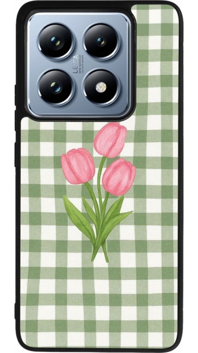 Xiaomi 14T Pro Case Hülle - Silikon schwarz Green vichy tulips Spring 2026
