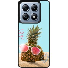 Coque Xiaomi 14T Pro - Silicone rigide noir Pineapple with glasses Summer 2026