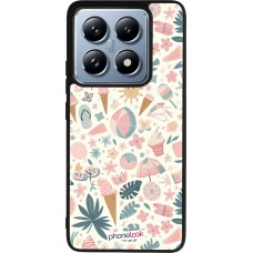 Coque Xiaomi 14T Pro - Silicone rigide noir Summer Pink Pattern
