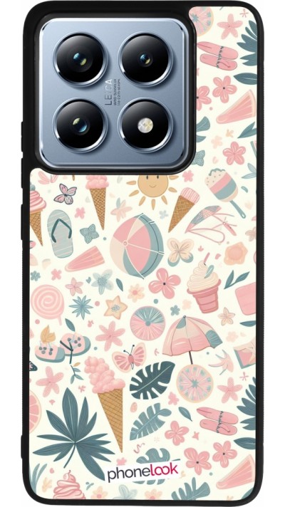 Xiaomi 14T Pro Case Hülle - Silikon schwarz Sommer Pink Muster