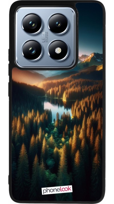 Xiaomi 14T Pro Case Hülle - Silikon schwarz Sonnenuntergang Waldsee