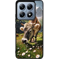 Coque Xiaomi 14T Pro - Silicone rigide noir Vache montagne Valais