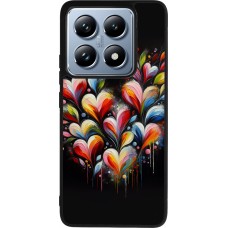 Coque Xiaomi 14T Pro - Silicone rigide noir Valentine 2024 Coeur Noir Abstrait