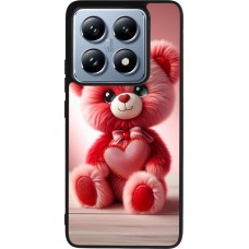 Coque Xiaomi 14T Pro - Silicone rigide noir Valentine 2024 Ourson rose