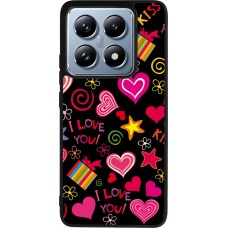 Xiaomi 14T Pro Case Hülle - Silikon schwarz Valentine 2023 love symbols