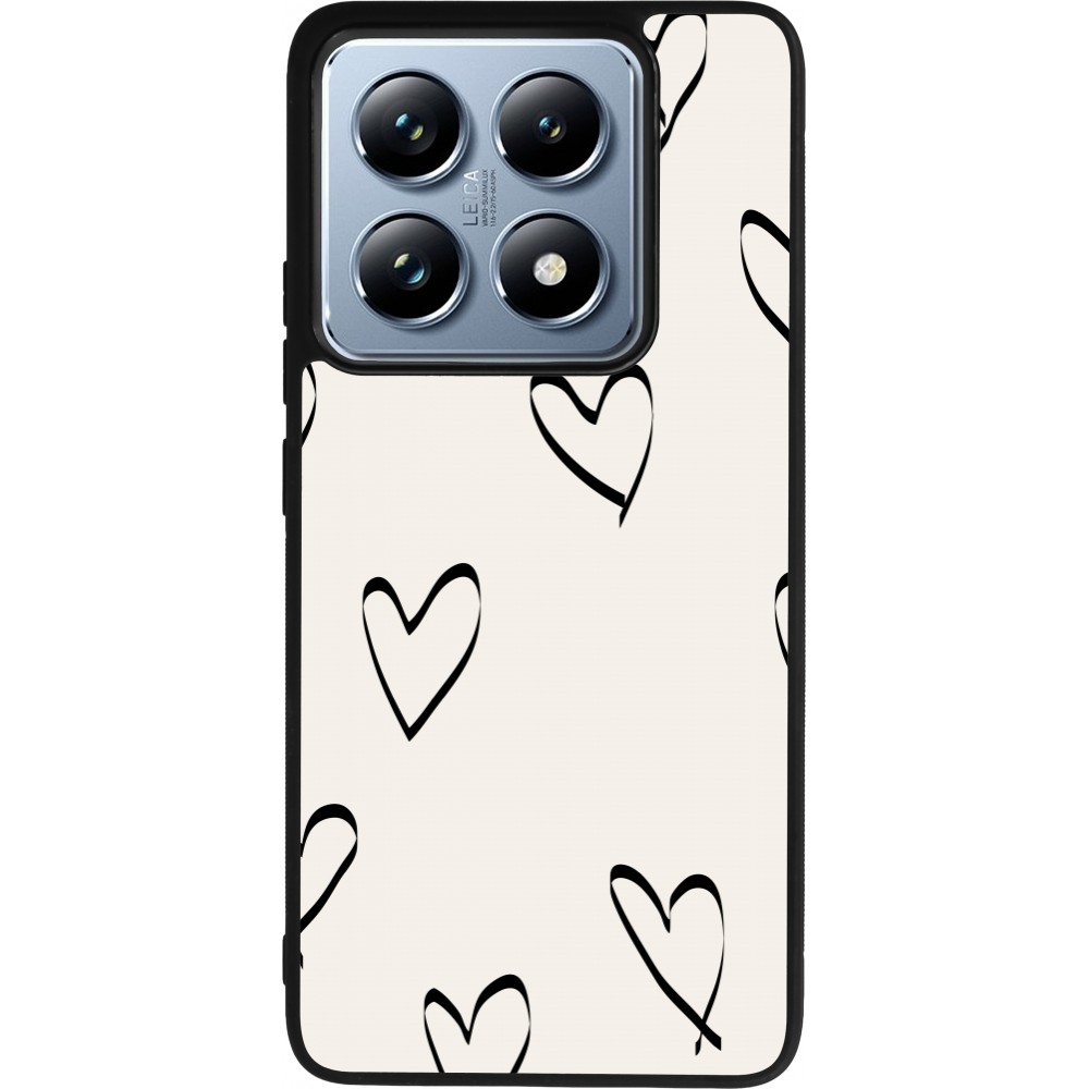 Xiaomi 14T Pro Case Hülle - Silikon schwarz Valentine 2023 minimalist hearts