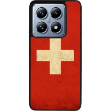 Coque Xiaomi 14T Pro - Silicone rigide noir Vintage Flag SWISS
