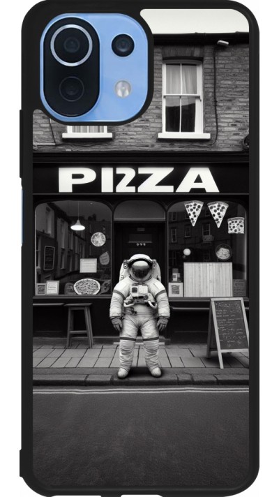Coque Xiaomi Mi 11 Lite 5G - Silicone rigide noir Astronaute devant une Pizzeria