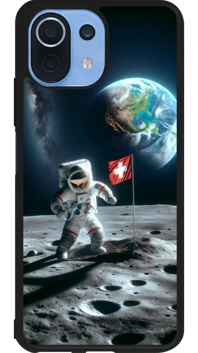 Coque Xiaomi Mi 11 Lite 5G - Silicone rigide noir Astro Suisse sur lune