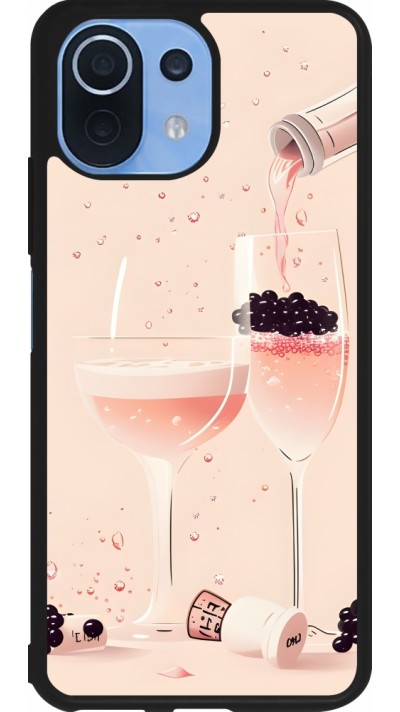 Xiaomi Mi 11 Lite 5G Case Hülle - Silikon schwarz Champagne Pouring Pink
