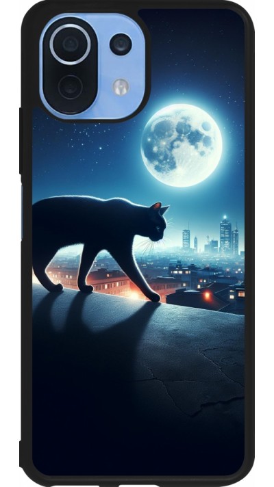 Xiaomi Mi 11 Lite 5G Case Hülle - Silikon schwarz Schwarze Katze unter dem Vollmond