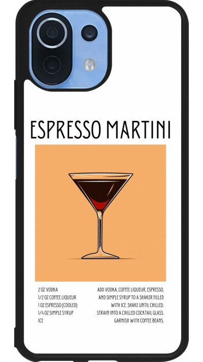 Coque Xiaomi Mi 11 Lite 5G - Silicone rigide noir Cocktail recette Espresso Martini