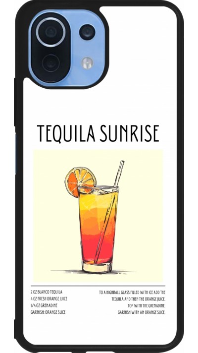 Coque Xiaomi Mi 11 Lite 5G - Silicone rigide noir Cocktail recette Tequila Sunrise