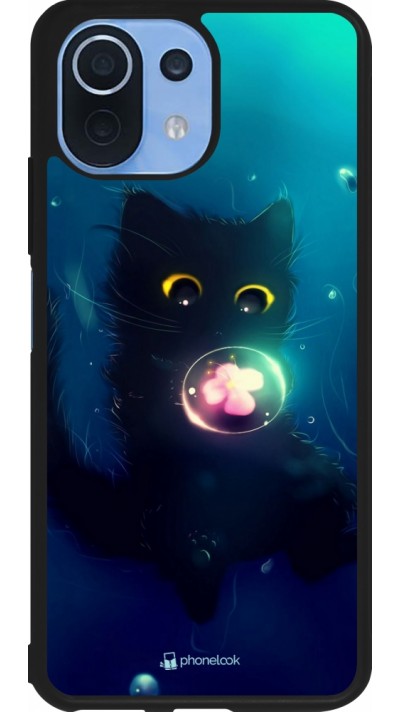 Coque Xiaomi Mi 11 Lite 5G - Silicone rigide noir Cute Cat Bubble