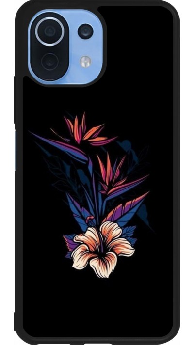 Coque Xiaomi Mi 11 Lite 5G - Silicone rigide noir Dark Flowers
