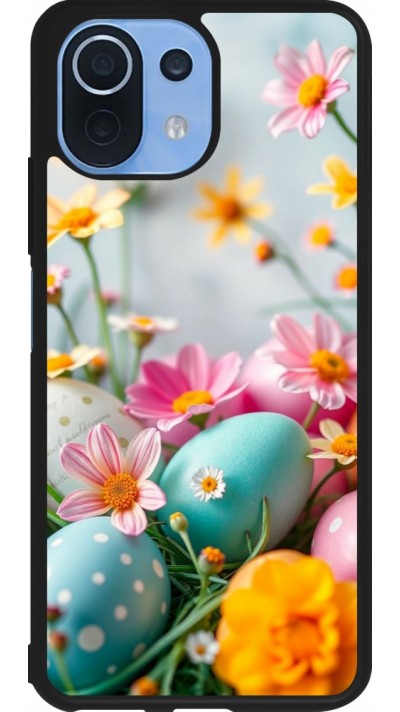 Coque Xiaomi Mi 11 Lite 5G - Silicone rigide noir Easter 2026 Eggs with flowers