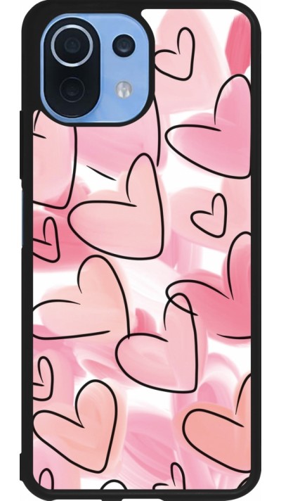Xiaomi Mi 11 Lite 5G Case Hülle - Silikon schwarz Easter 2023 pink hearts