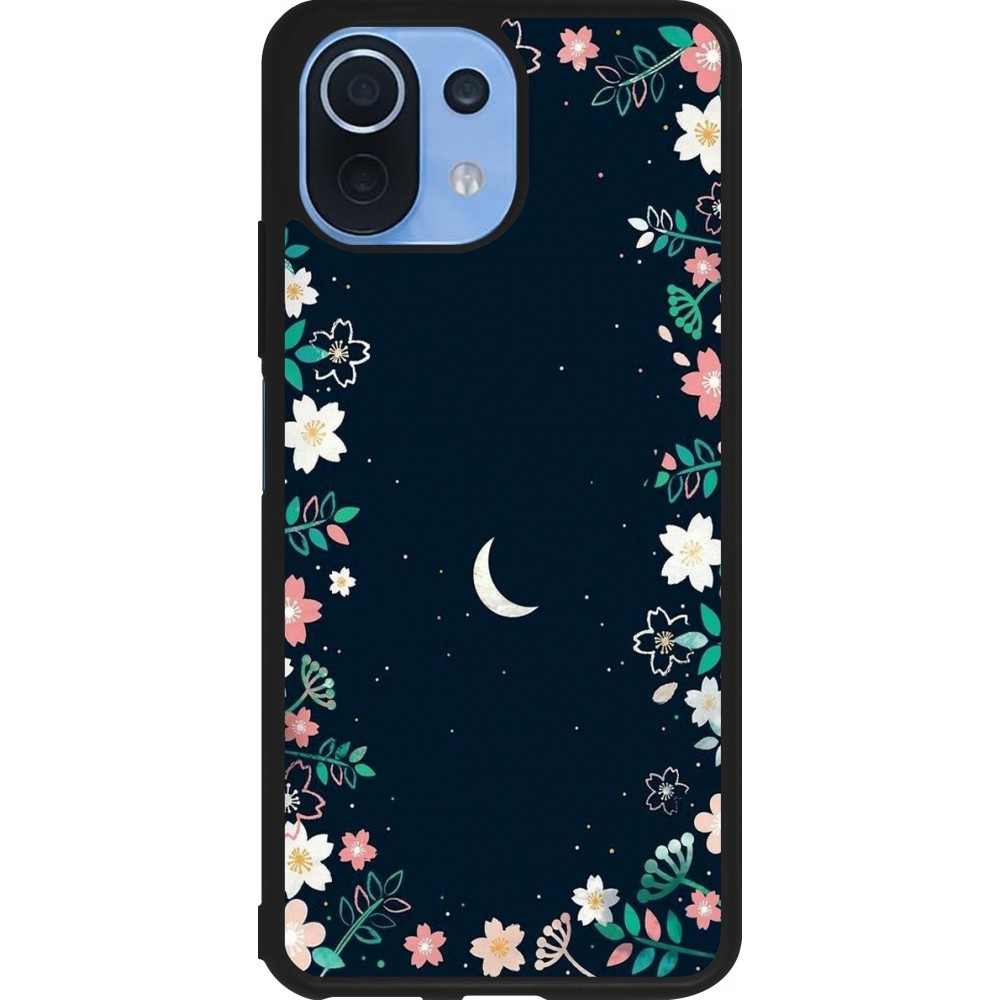 Coque Xiaomi Mi 11 Lite 5G - Silicone rigide noir Flowers space