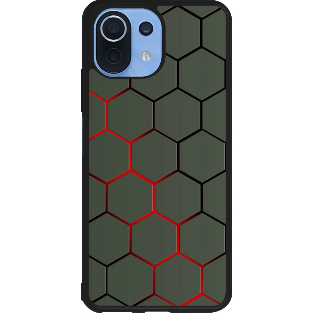 Coque Xiaomi Mi 11 Lite 5G - Silicone rigide noir Geometric Line red