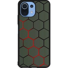Coque Xiaomi Mi 11 Lite 5G - Silicone rigide noir Geometric Line red