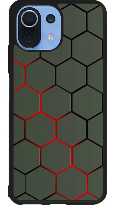 Xiaomi Mi 11 Lite 5G Case Hülle - Silikon schwarz Geometric Line red