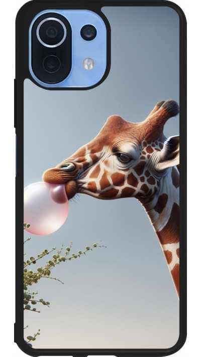 Xiaomi Mi 11 Lite 5G Case Hülle - Silikon schwarz Giraffe mit Blase