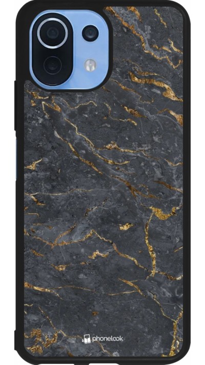 Coque Xiaomi Mi 11 Lite 5G - Silicone rigide noir Grey Gold Marble