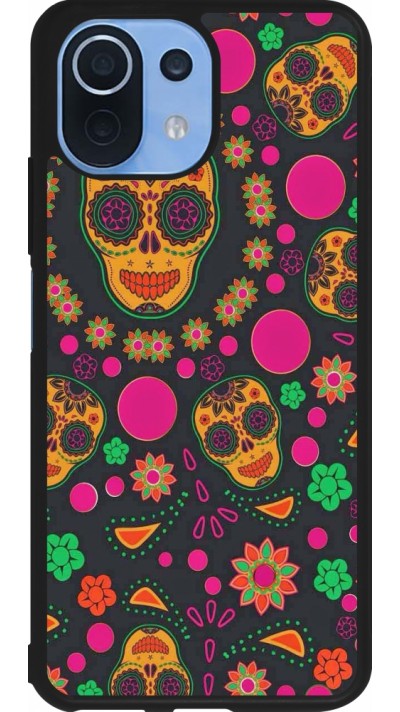 Xiaomi Mi 11 Lite 5G Case Hülle - Silikon schwarz Halloween 22 colorful mexican skulls
