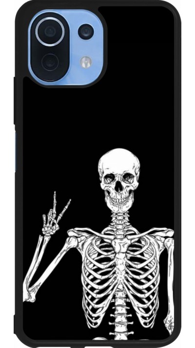 Coque Xiaomi Mi 11 Lite 5G - Silicone rigide noir Halloween 2023 peace skeleton