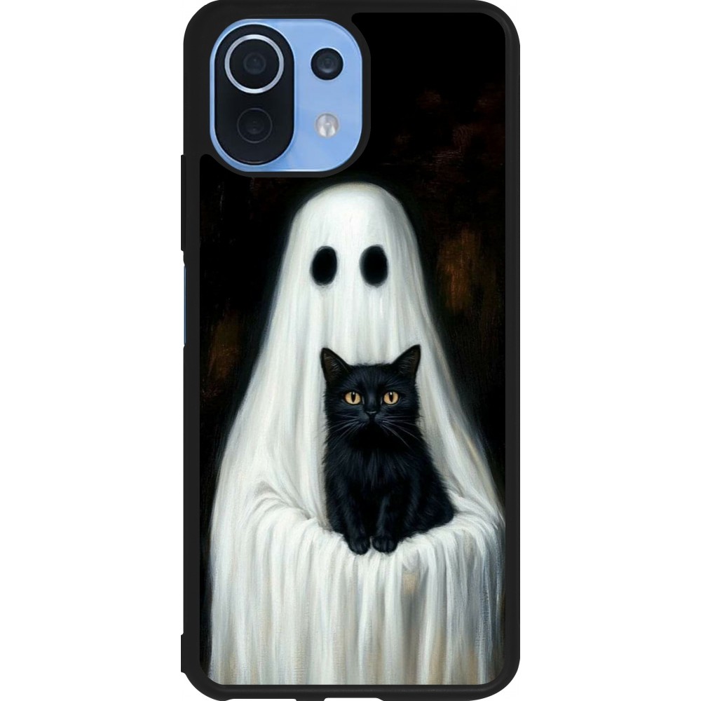 Coque Xiaomi Mi 11 Lite 5G - Silicone rigide noir Halloween 2025 Ghost with black cat