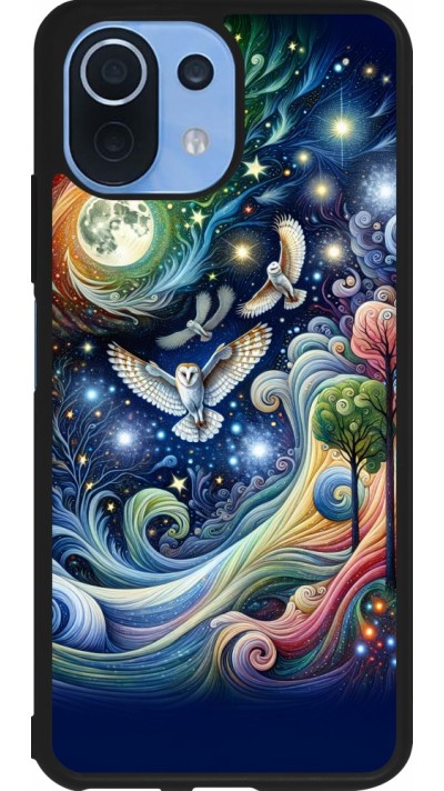 Xiaomi Mi 11 Lite 5G Case Hülle - Silikon schwarz Fliegender Blumen-Eule