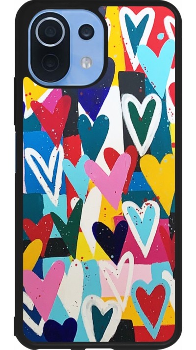 Coque Xiaomi Mi 11 Lite 5G - Silicone rigide noir Joyful Hearts