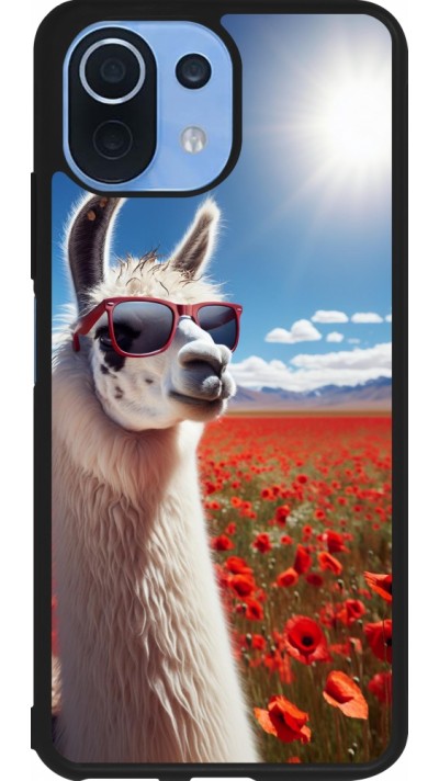 Xiaomi Mi 11 Lite 5G Case Hülle - Silikon schwarz Lama Chic in Mohnblume