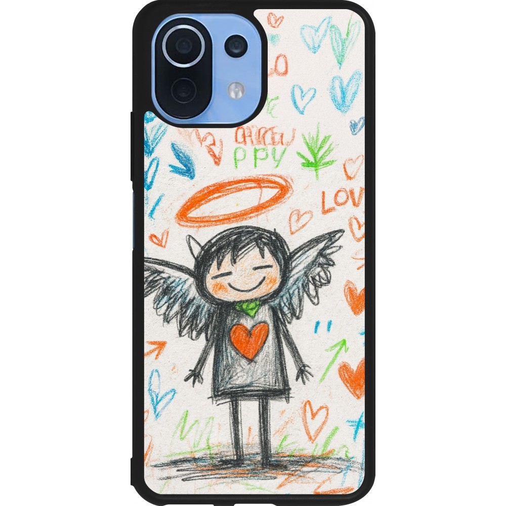 Coque Xiaomi Mi 11 Lite 5G - Silicone rigide noir Little Angel Sketch Love
