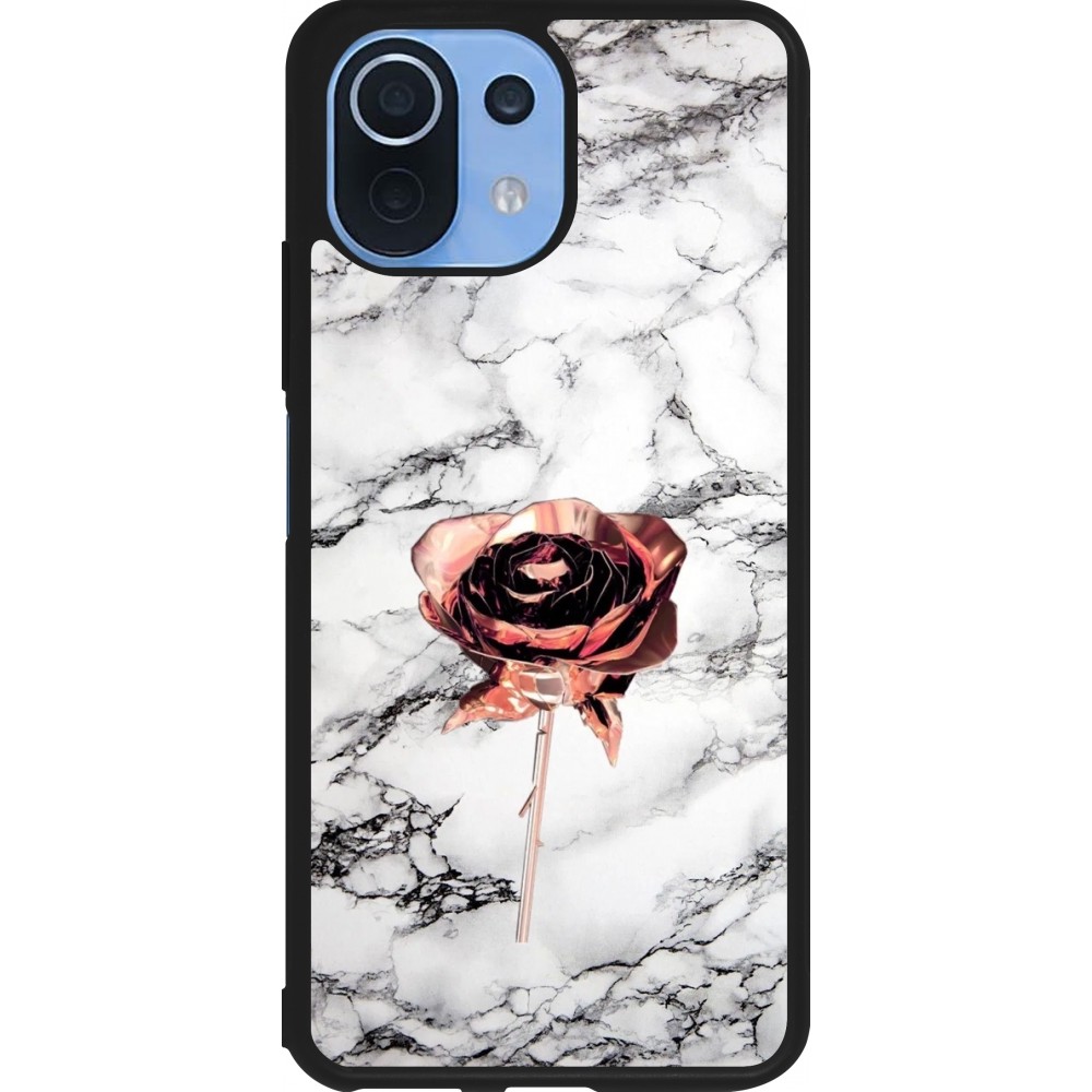 Coque Xiaomi Mi 11 Lite 5G - Silicone rigide noir Marble Rose Gold