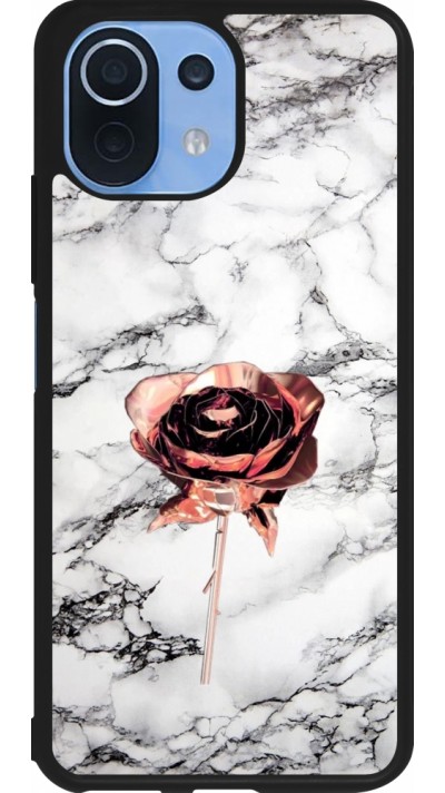 Coque Xiaomi Mi 11 Lite 5G - Silicone rigide noir Marble Rose Gold