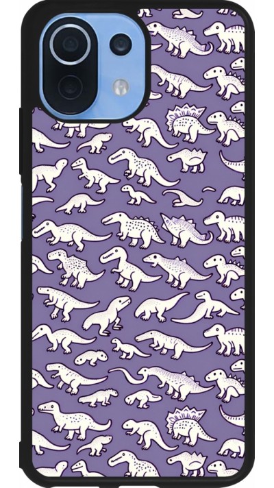 Coque Xiaomi Mi 11 Lite 5G - Silicone rigide noir Mini dino pattern violet