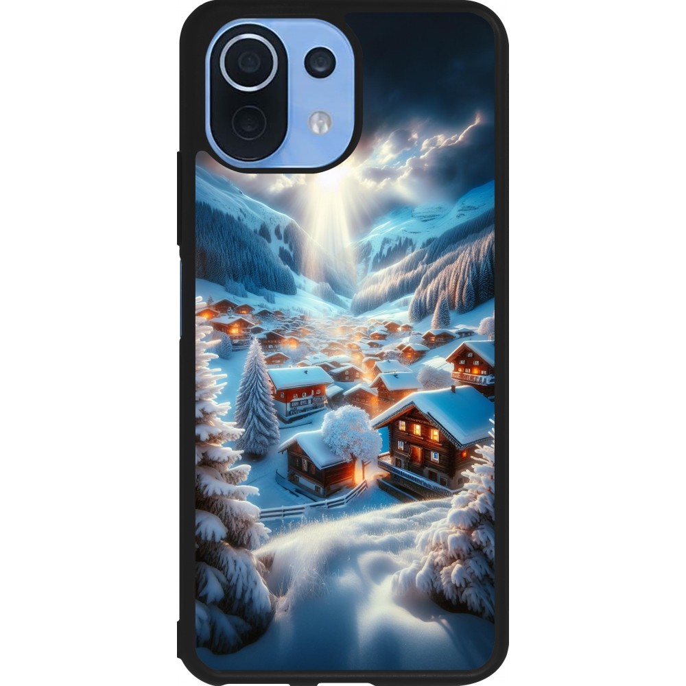 Coque Xiaomi Mi 11 Lite 5G - Silicone rigide noir Mont Neige Lumière