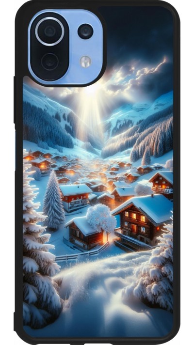 Coque Xiaomi Mi 11 Lite 5G - Silicone rigide noir Mont Neige Lumière