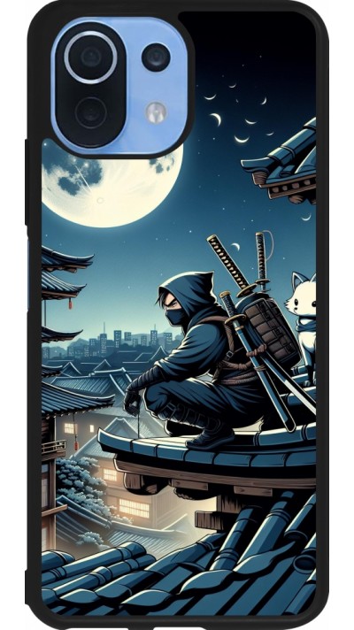 Coque Xiaomi Mi 11 Lite 5G - Silicone rigide noir Ninja sous la lune